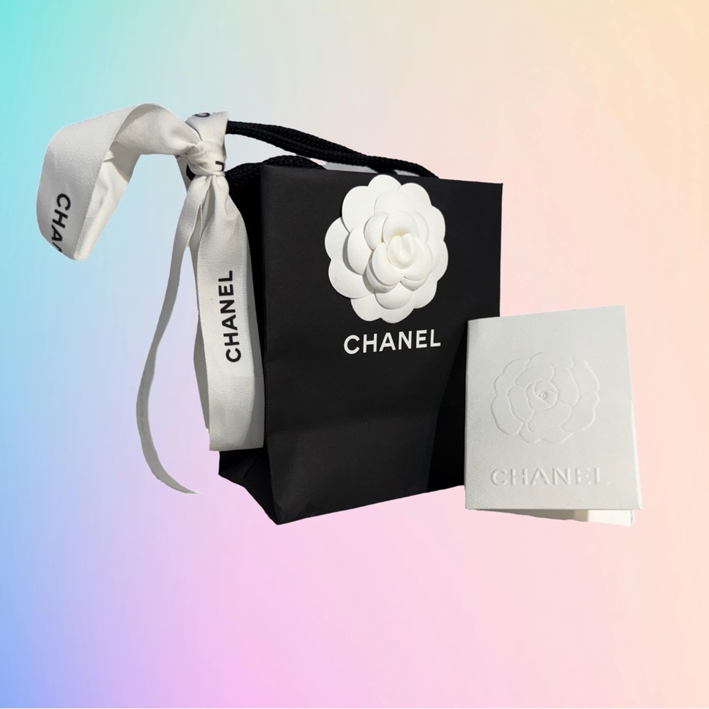 Chanel Small Classic Black Gift/Shopping Bag with White Accents and Card Holder